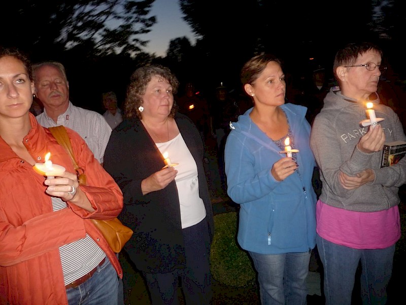 2. Stewards gather at a candlelight 9/11 memorial ceremony at the Manalapan Arboretum. Manalapan, New Jersey (courtesy of ‘An American Remembrance in the Manalapan Arboretum’ memorial)