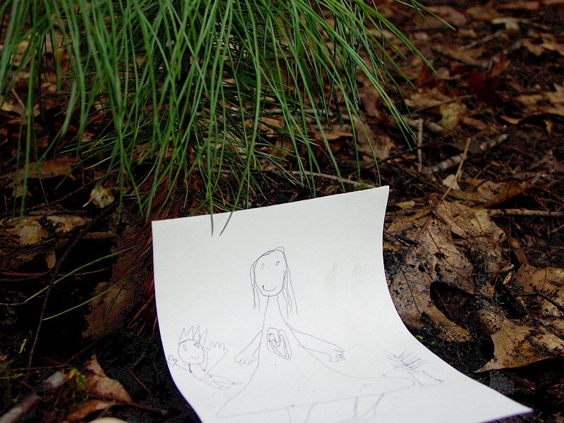 5. Child’s drawing placed at the white pine she planted in the memory of a loved one at Sterling Forest Memorial. Tuxedo, New York.