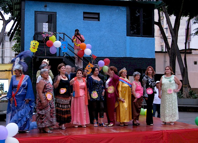 Figure 4. Contestants in the ‘Queen of the Third Age’ Carnaval pageant in Plaza la Concordia, Santa Teresa. Caracas, Venezuela, 2008. Photo by the author.