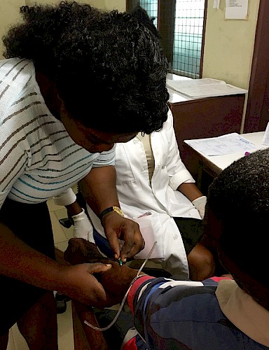 5. Taking blood samples, SDA hospital-Asamang. Ashanti Region, Ghana, 2018.