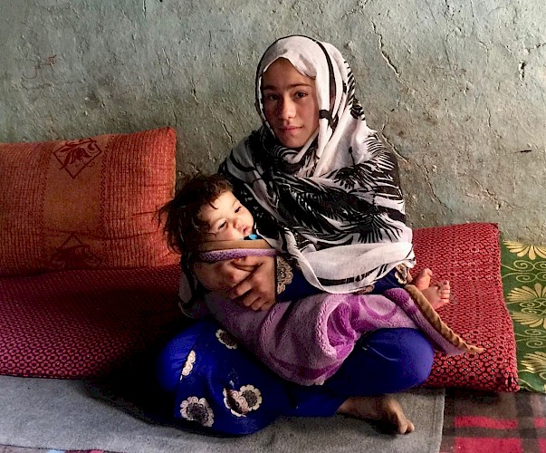 1. A teenage mother and her infant in an Afghan IDP camp. Qala Wazir, Afghanistan, 2017.