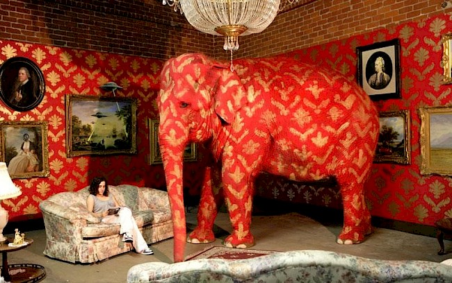 Figure 1. Photograph of ‘The Elephant in the Room’ installation by Banksy (Los Angeles, 2006). Source: http://www.banksy.co.uk.