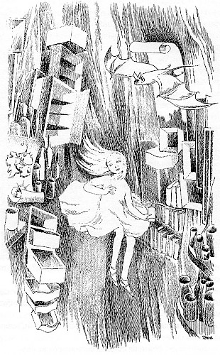 Alice goes down the rabbit hole (illustration by Tove Jansson, © Moomin Characters, reproduced with permission)