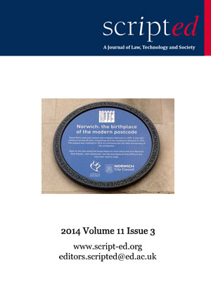 'NOR', by Karen Mc Cullagh, A plaque erected by Norwich Heritage Economic and Regeneration Trust (HEART) on Gentleman’s Walk in Norwich in April 2014, marking the 40th anniversary of the introduction of postcodes in the United Kingdom. Norwich’s role in this project, and its relevance for law and technology today, is discussed in this issue’s editorial by Karen Mc Cullagh and Daithí Mac Síthigh